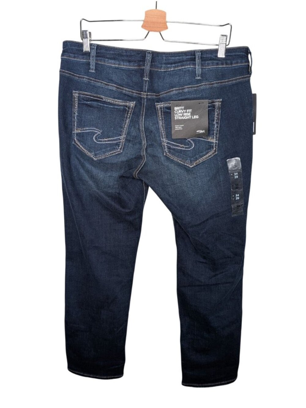 Silver Jeans Dark Wash Britt Low Rise Straight Leg Jeans 34 Short